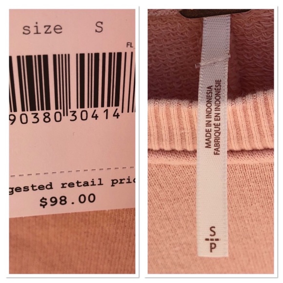 Free People Pink Cropped Ruffle Sweatshirt NWT - Picture 5 of 5